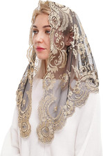 Embroidered Lace Veil Catholic Mantilla Chapel Scarf Church Mass Head Covering