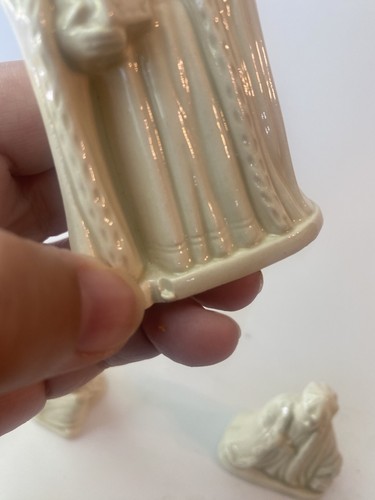 Presepe vintage 13 pezzi porcellana bianca ceramica piccolo 3” NO BABY JESUS - Foto 10 di 17