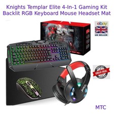 Gaming Keyboard Mouse Headset & Mouse Pad Set USB Rainbow LED For PC Laptop UK