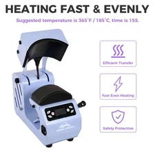 2 in 1 Automatic Cap Heat Press Hat Heat Press with 2pcs Interchangeable Platens