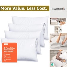 Ultra Soft Pillow Protectors with Zipper King Size - Set of 4 Breathable Pill...