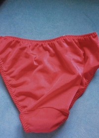 Vintage Second Skin Red Vanity Fair Med Satin Lace Panty Bikini 