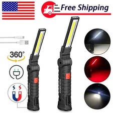 Rechargeable LED COB Work Light Mechanic Flashlight Lamp Magnetic Base Bright