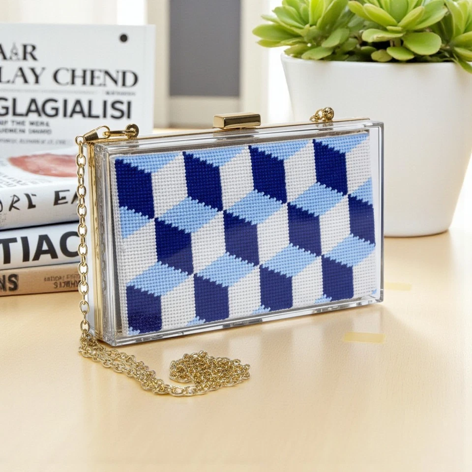 Completed Needlepoint Clutch Inserts & Stadium Approved Clear Clutch - Image 3 of 4