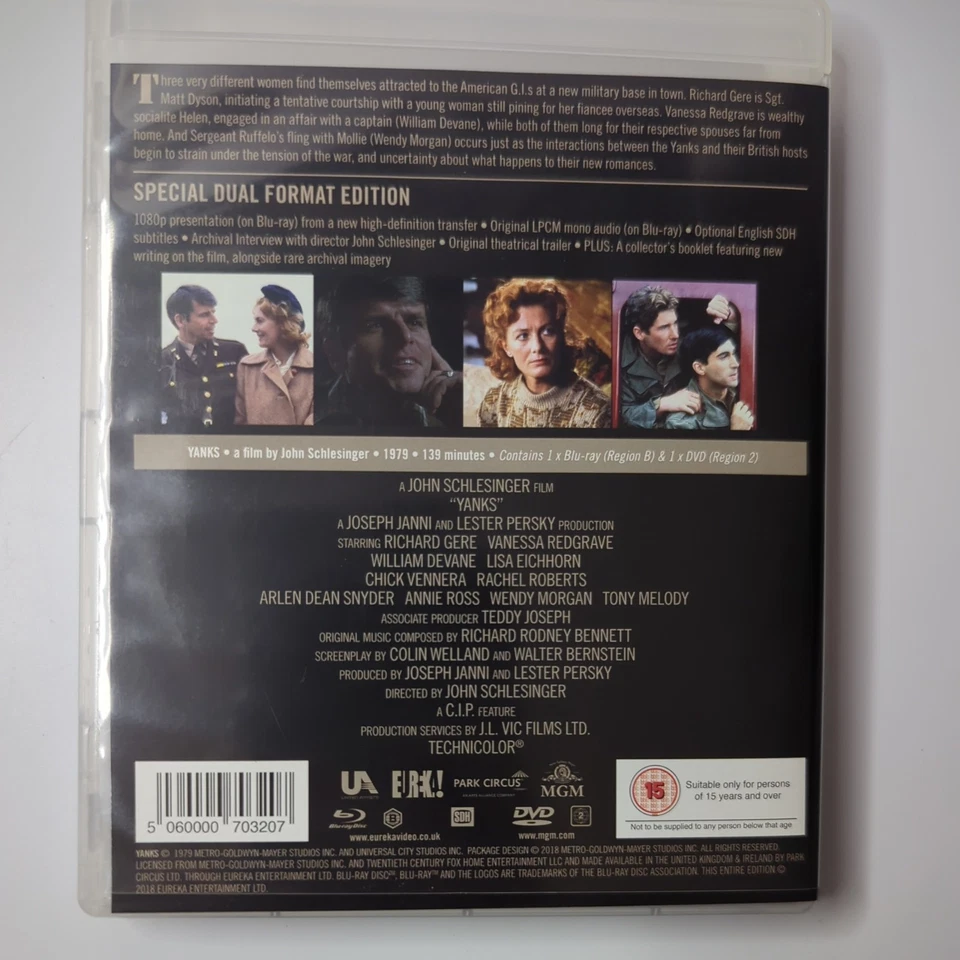 Yanks Blu ray + DVD Richard Gere Vanessa Redgrave Rare Reversible sleeve (h) - Image 2 of 4