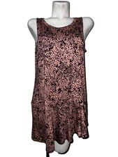 LOGO Layers Lori Goldstein Top Womens Size L 2-tone Print Asymmetric Tunic Tank