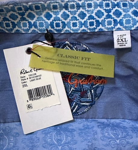 Robert Graham Hemd Herren 2XL Hellblau Geometrisch Cullen Sport Bündchenhemd - Bild 13 von 21