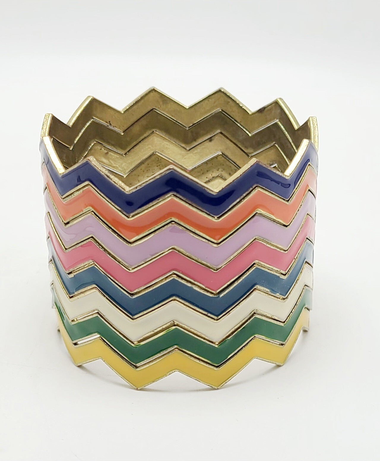8 Chevron Stackable Bangle Bracelets In Multicolo… - image 4