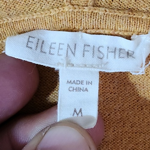 Eileen Fisher Shirt Women Medium Cashmere Blend Lagenlook Deep V Hooded - Picture 2 of 9