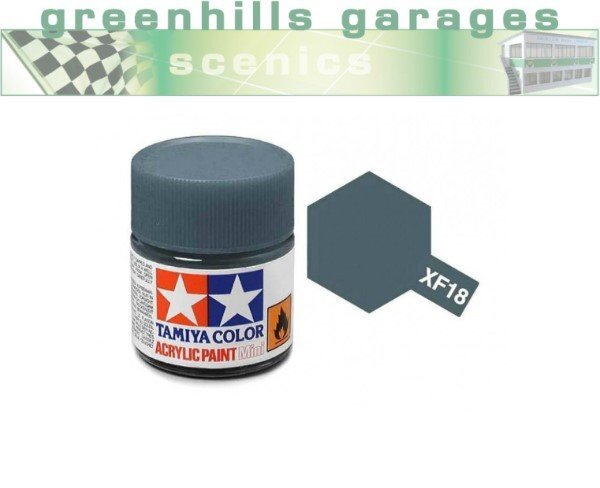 Greenhills Tamiya 10ml Bottle of Acrylic Paint - Medium Blue XF-18 81718 - C589