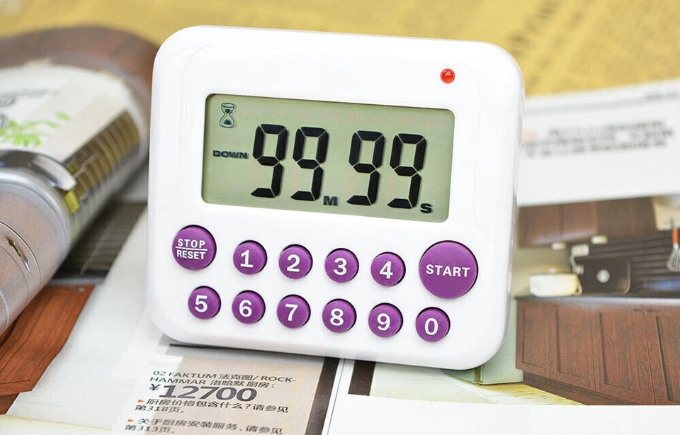 Digital Kitchen Cooking Timer Count-Down Up Large LCD Clock Alarm Magnetic - Image 4 of 4