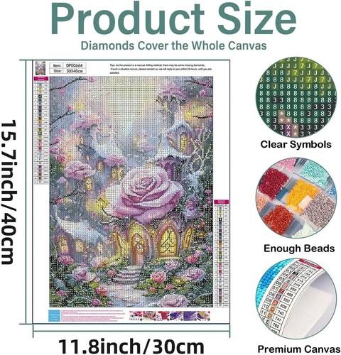 Diamond Art Kits for Adults, Rose 5D Diamond Painting Kits for Beginner DIY Gem - Picture 5 of 7