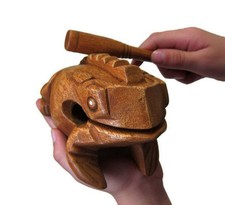Frog Carved Thai Wooden Croaking Instrument Musical Sound Frog Handcraft Art 5"