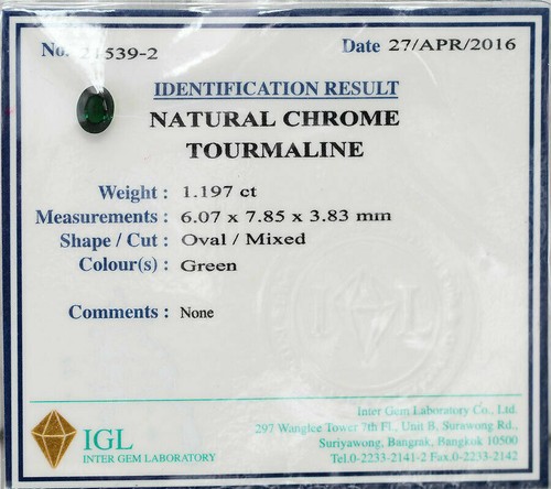 1.19 carats certified chrome green natural chrome tourmaline 22062252 - Picture 3 of 6