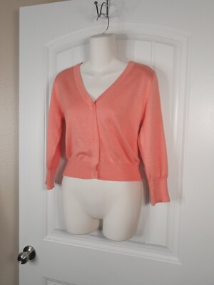 NWT Glory Star Orange 3 Button Longsleeve Short Bolero Sweater Lightweight