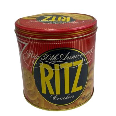 Vintage 1984 50th Anniversary Ritz Crackers Round 12oz Metal Tin w