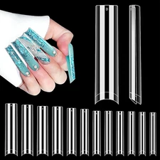 504PCS 3XL Tapered Square Nail Tips, Clear Nail Tips for Acrylic Nails Profes...