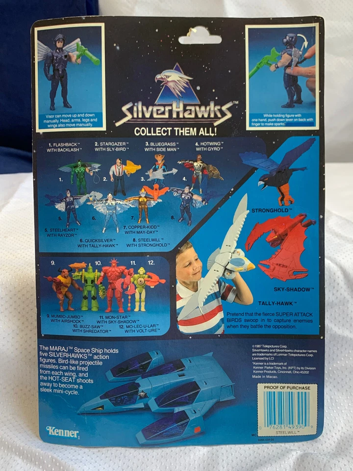 Figura de acción Kenner SilverHawks Steelwill 1987 traje ultrasónico en paquete blíster Foto 2 de 4