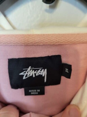 Stussy Pink Green Colorblock Henley Hoodie Athleisure Men's