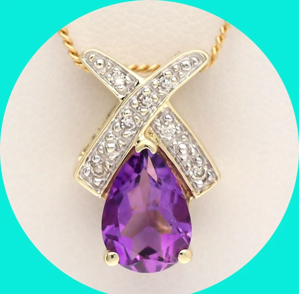 Diamond Not Enhanced Amethyst Fine Necklaces & Pendants for sale