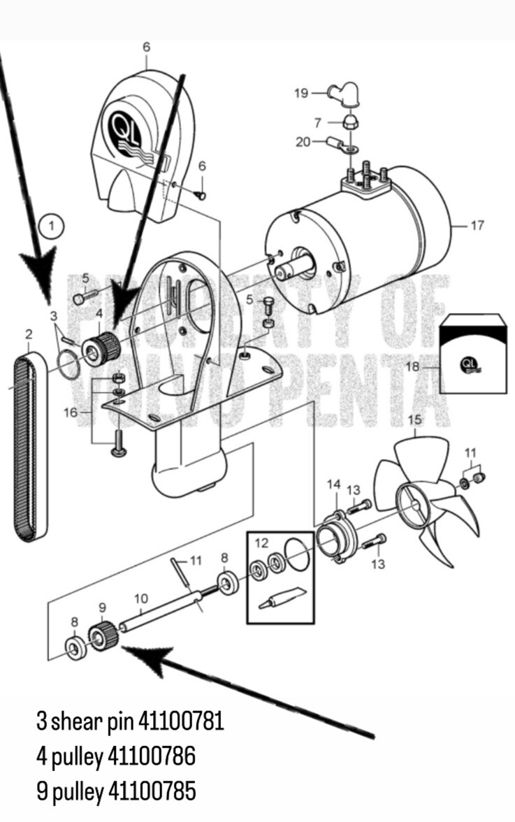 Ql Ct600 Pulley Elica Di Prua QL CT600 Bowthruster Volvo Penta 41100785-41100786 ...