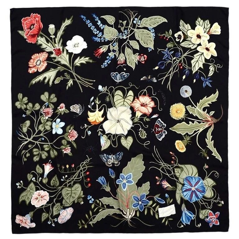 Gucci Silk Wrap Logo Kris Knight Floral Print Black Multicolor Unisex Scarf
Opens in a new window or