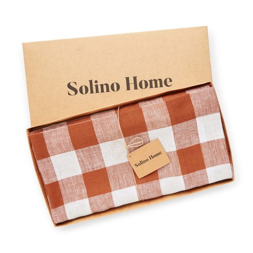 Solino Home 100% Pure Linen Tablecloth for Summer Kitchen Dining - Buffalo Check - Picture 17 of 80