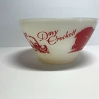 Vintage Fire King Davy Crockett Bowl Cereal Milk Glass Red and White Excellent
