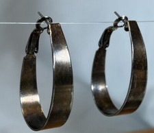Vintage Silvertone  Goldtone Distressed Hoop Earrings - Pierced Ears