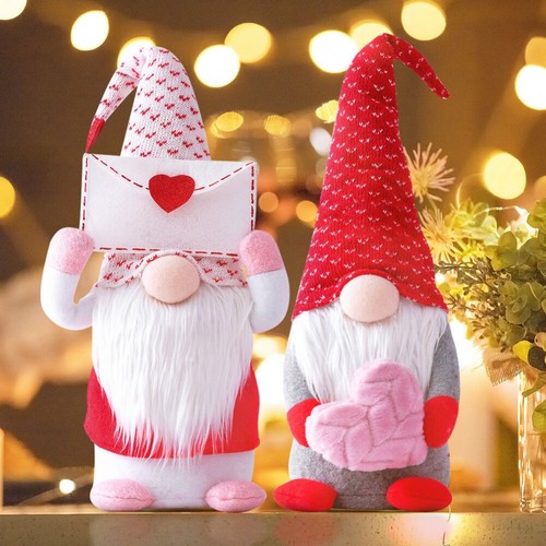 Plush Gnome Doll LOVE Heart Cute Faceless Doll Toy Festive Holiday Ornament Deco - Picture 9 of 18