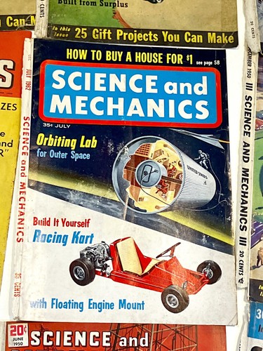lot of 39 1950s Science & Mechanics magazine FRONT COVERS ONLY frame them up! - Foto 10 di 13