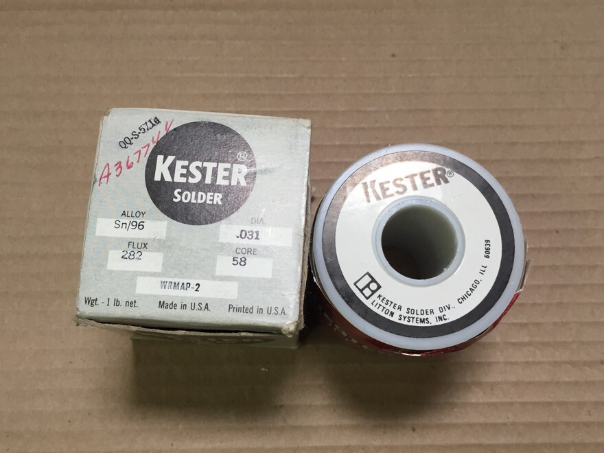 Kester Solder, Rosin Core, Alloy SN 96 DIA .031 Core 58 Flux 282 QQS