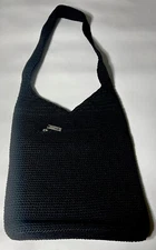 The Sak VLS00 Black Crochet Shoulder Bag No Charm 11" Wide x 11" High x 2 " Deep