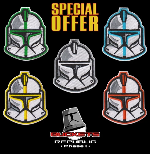 Casco Star Wars ""Cubos"" Serie Fase I Clon Trooper Casco Bordado Parches de Hierro