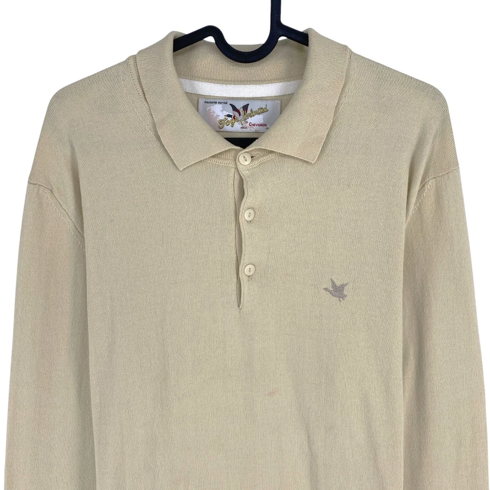 Chevignon Men Beige Logo Polo Sweatshirt Jumper Size L - Image 2 of 4