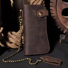 New Men's Leather Credit ID Cards Holder Long Chain Wallet Biker Trucker Heavy