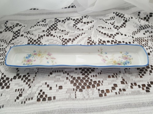 Vtg LEC LIMOGES Pen Tray Blue Floral - Picture 2 of 5