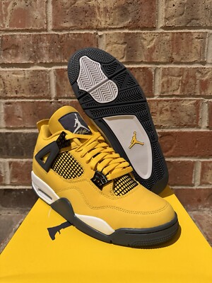 New 10 Nike Air Jordan IV 4 Retro Lightning Tour Yellow Grey CT8527-700 Men