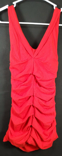 Express Women's Top Size S Red Tank Blouse Pleated Gathers Fully Lined Stretch - Picture 2 of 6