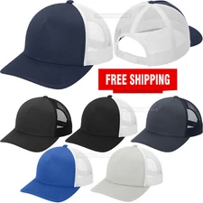 Yupoong Retro Trucker 5 Panel Cap Mid Profile Curved Bill Structured Hat NEW!