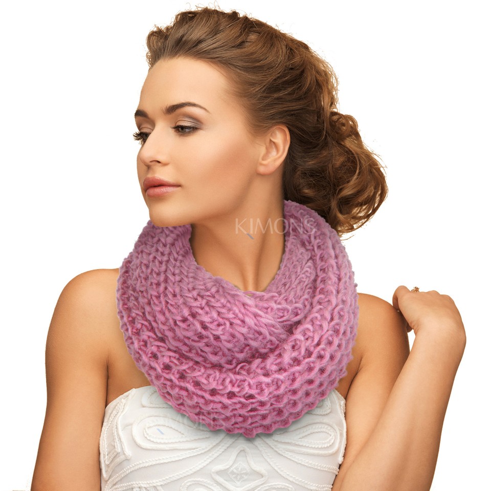 Knit Infinity Scarf Circle Loop Cable Cowl Neck Long Shawl Winter ...