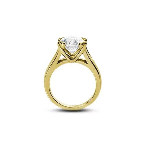 14K Yellow Gold 0.32 Ctw Lab-Created Round Cut CVD Diamond Engagement Ring - Picture 2 of 4