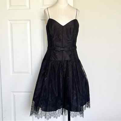Monique Lhuillier Black Lace-Overlay Mini Cocktail Dress | eBay