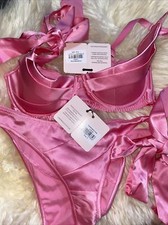 Agent Provocateur Sugar Pink set 32D, Size 2 Brief NWT silk