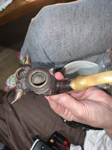 Bullshead markiert RAUCHPFEIFE - beschädigt - Bullenkopf mit Ring in Nase und Kette - Bild 3 von 5