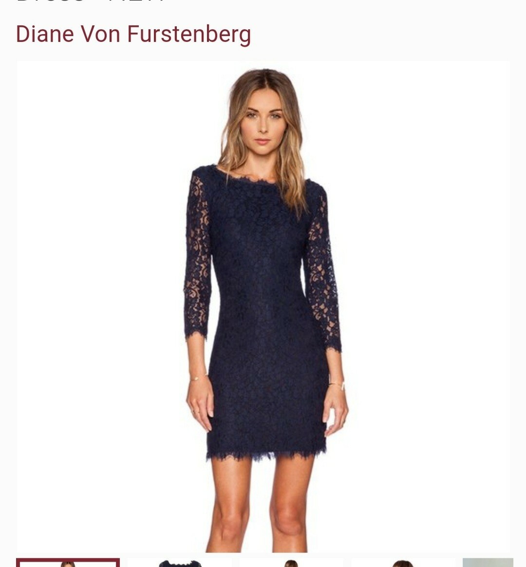 Diane von Furstenberg Lace Cocktail Dress 10 Navy