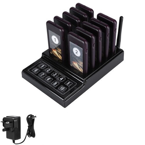 Wireless Queuing Calling System Equipment 1 Transmitter+10 Call Coaster Pagers - Photo 6/12