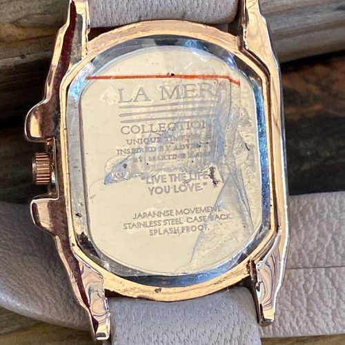LA MER Black Italian/Gold Chateau Beige Leather Wrap Watch - Picture 3 of 6