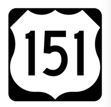 4" us route 151 highway sign road bumper sticker decal usa made