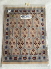 Handcraft Designs Dollhouse Rust /Blue / Tan Carpet Rug 10 1/2" x 7 1/4" NOS